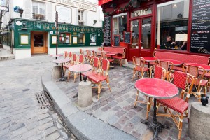 tables on Place Jean-Baptiste-Clement in Paris on March-1600